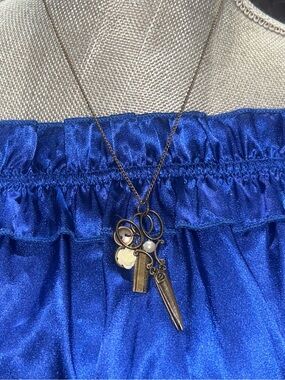 Bronze Scissor Charm Necklace - Hairstylist Cosmetologist Jewelry